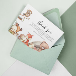Woodland Animals Baby Shower Thank You Card