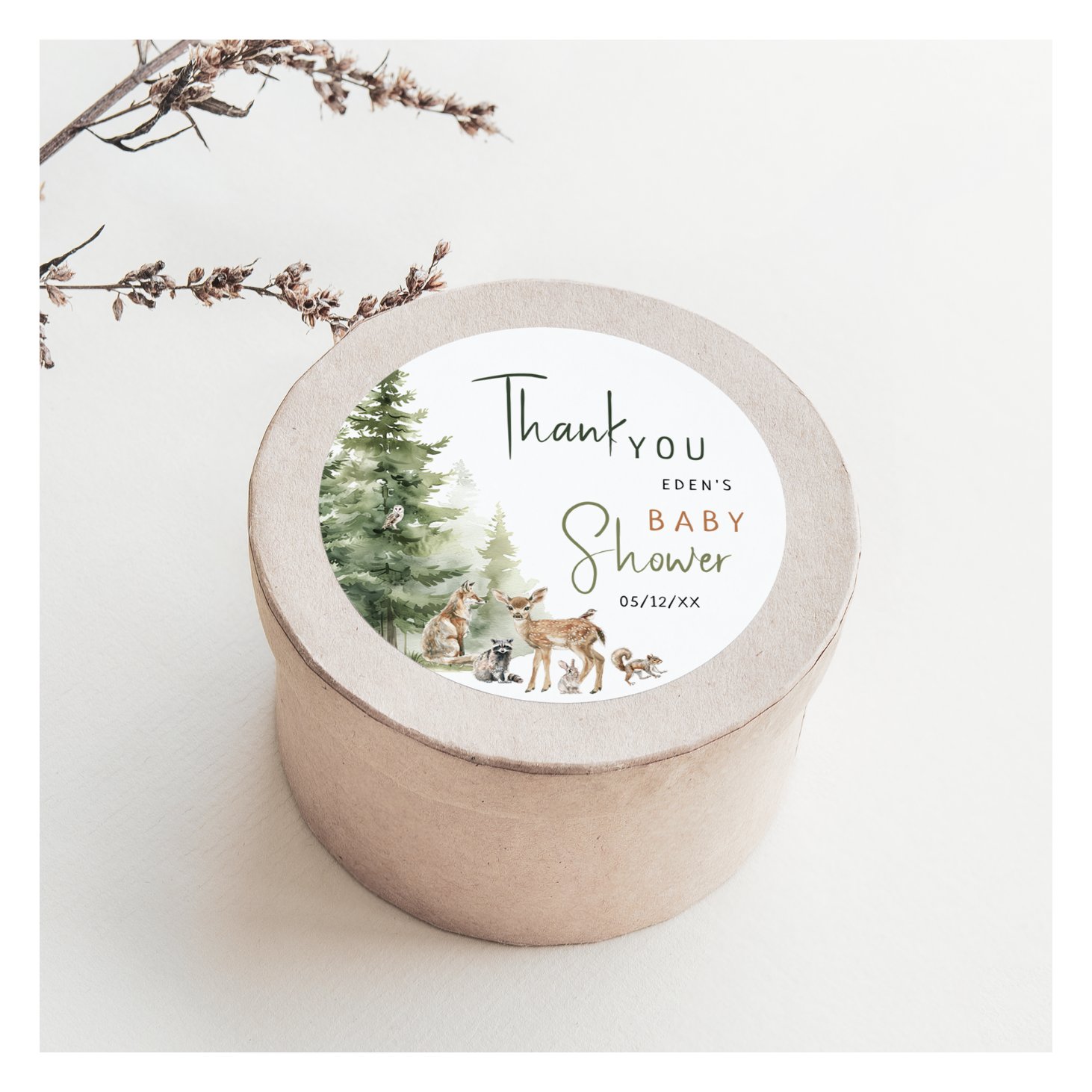 Woodland Animals Baby Shower Thank You Favor Classic Round Sticker