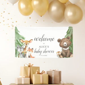 Woodland Animals Welcome Baby Shower Banner