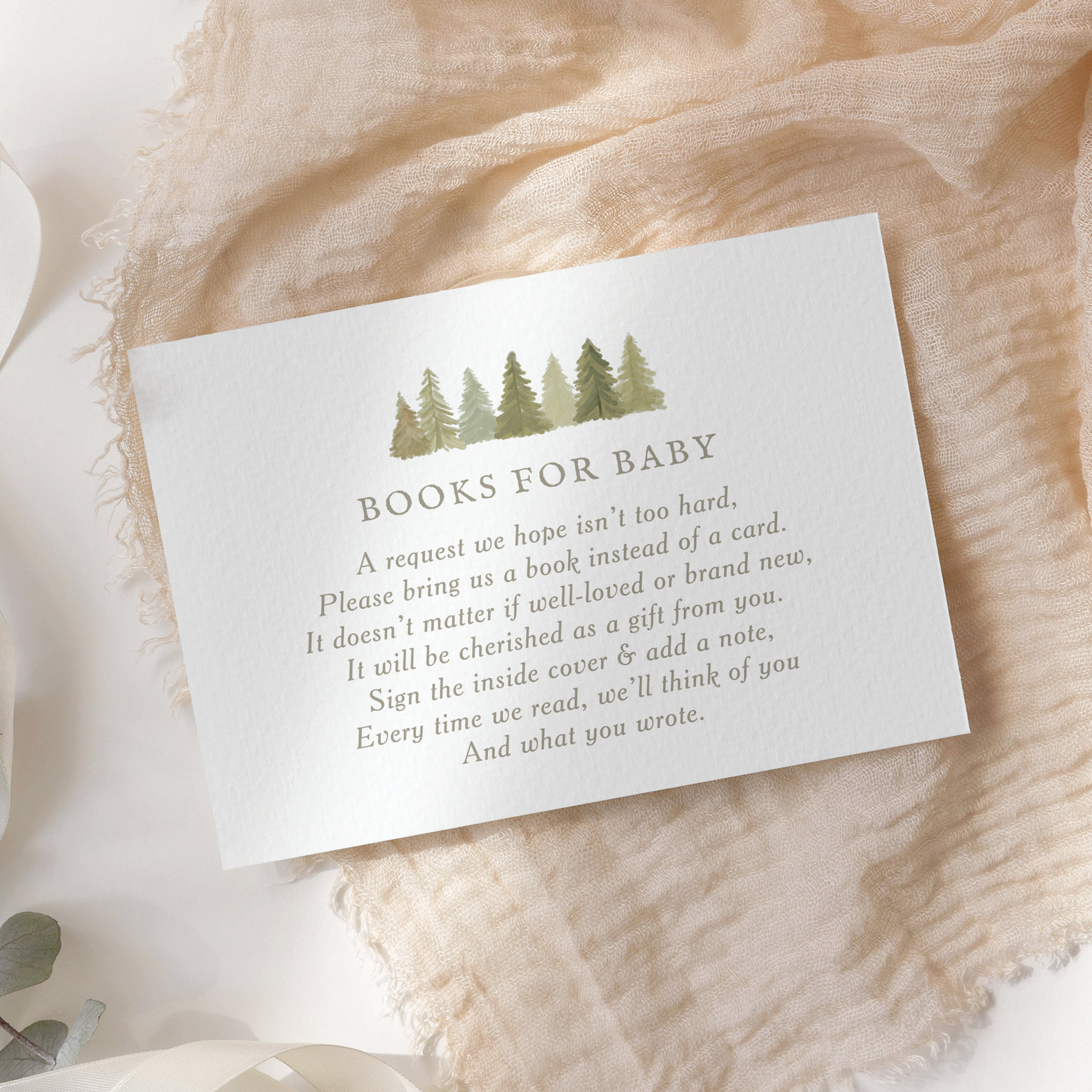 Woodland Baby Shower Books for Baby Request Enclosure Card