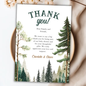 Woodland Baby Shower Thank You Card