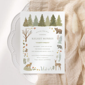 Woodland Forest Animals Baby Shower Invitation