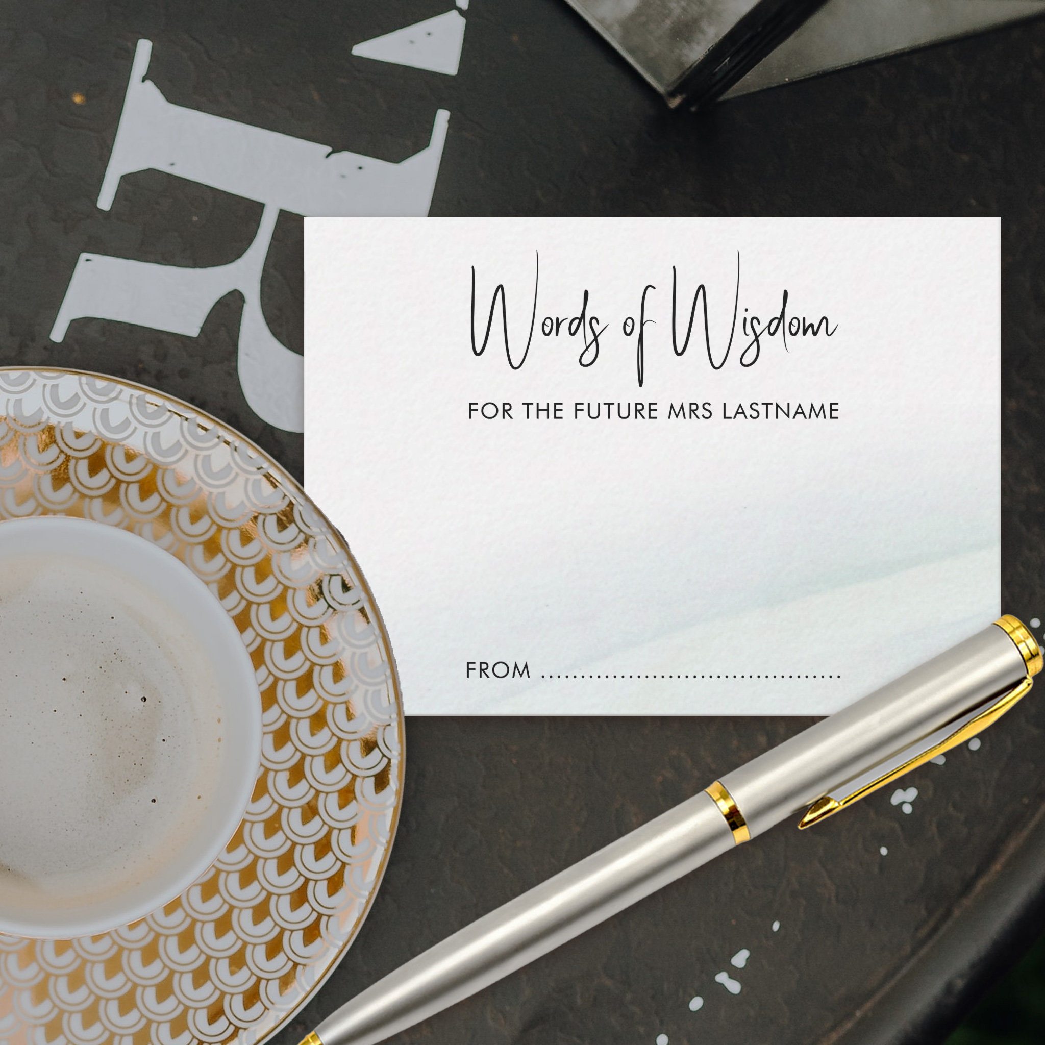 Words of Wisdom Bridal Shower Soft Green Wash Advice Card