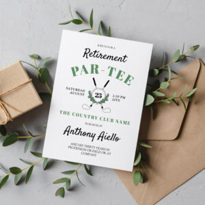 Wreath Golf Themed Retirement Party Invitation